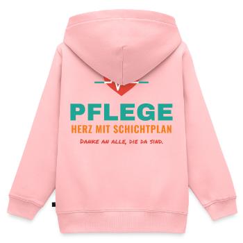 Pflege – Herz mit Schichtplan - Kinder Premium Organic Zip Hoodie - Rosa - Hinten - AI Model Kid Female (0cm)