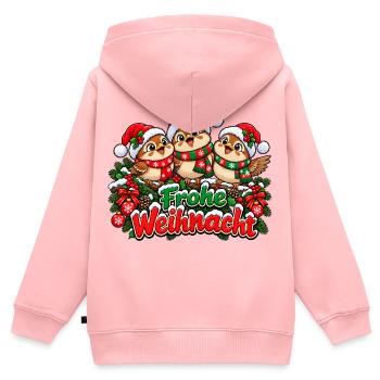 Frohe Weihnacht Vögel - Kinder Premium Organic Zip Hoodie - Rosa - Hinten - AI Model Kid Female (0cm)