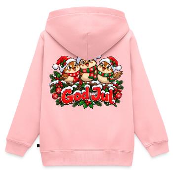 Frohe Weihnachtsvögel - Kinder Premium Organic Zip Hoodie - Rosa - Hinten - AI Model Kid Female (0cm)