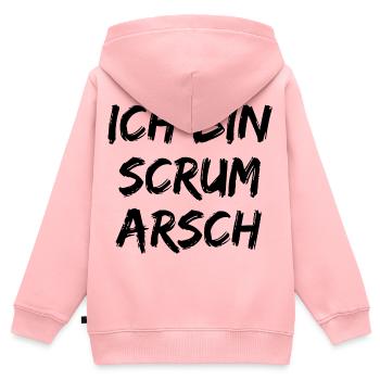ICH BIN SCRUM ARSCH AGILE TEAM PROJEKTMANAGER  - Kinder Premium Organic Zip Hoodie - Rosa - Hinten - AI Model Kid Female (0cm)