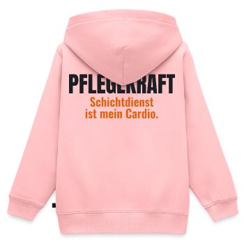 Pflegekraft Shirt – Schichtdienst ist mein Cardio - Kinder Premium Organic Zip Hoodie - Rosa - Hinten - AI Model Kid Female (0cm)