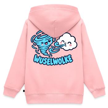 Wuselwolke – Lustiges Wind & Wolken Kinder Motiv - Kinder Premium Organic Zip Hoodie - Rosa - Hinten - AI Model Kid Female (0cm)