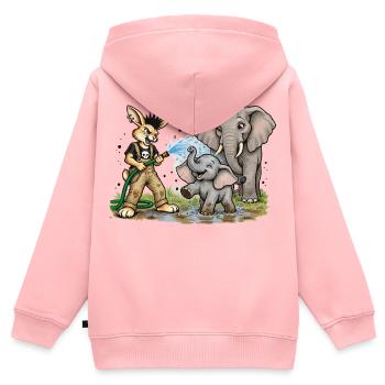 Bunny Punk Tierpfleger — Wasserhelden Elefant  - Kinder Premium Organic Zip Hoodie - Rosa - Hinten - AI Model Kid Female (0cm)