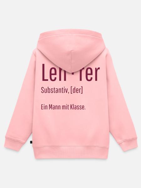 Lehrer Substantiv Definition Schule Geschenk - Kinder Premium Organic Zip Hoodie - Rosa