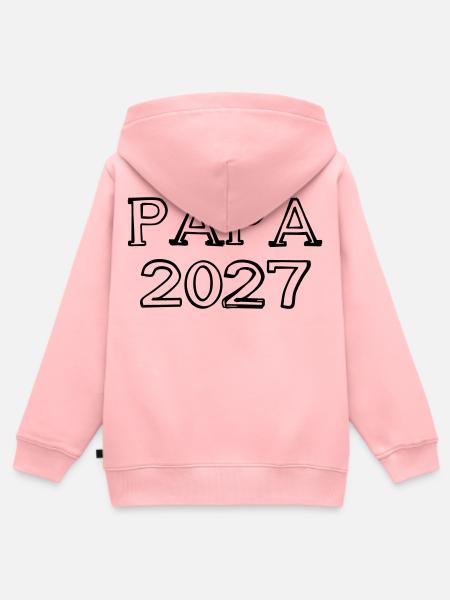 Papa 2027 Schriftzug handgezeichnet - Kinder Premium Organic Zip Hoodie - Rosa