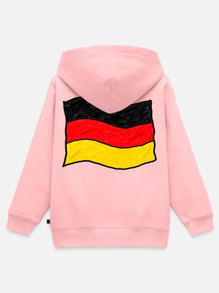 Handgezeichnete Deutschlandflagge - Kinder Premium Organic Zip Hoodie - Rosa