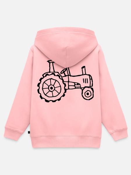 Traktor – Kindliche Kritzelzeichnung - Kinder Premium Organic Zip Hoodie - Rosa