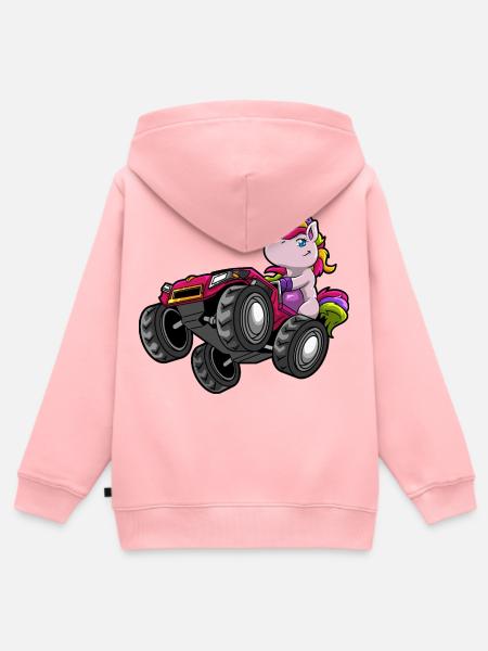 Einhorn Monstertruck - Kinder Premium Organic Zip Hoodie - Rosa