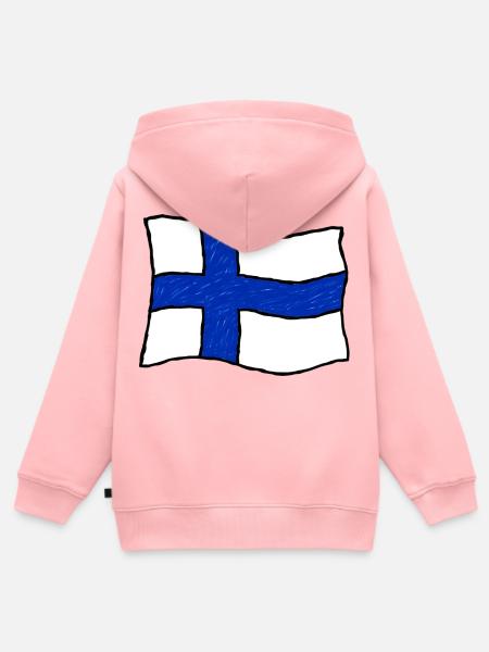 Handgezeichnete Finnlandflagge - Kinder Premium Organic Zip Hoodie - Rosa