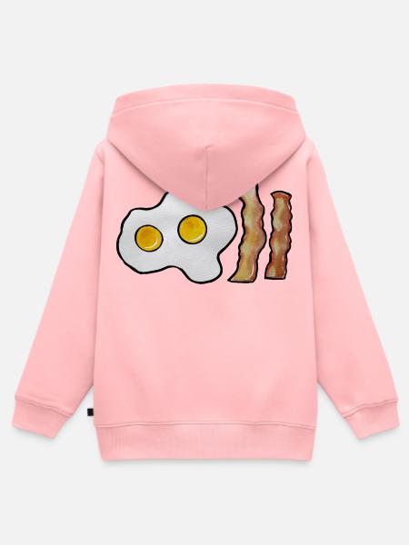 Sunny Side Egg & Bacon Strips - Kinder Premium Organic Zip Hoodie - Rosa
