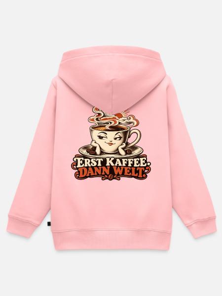 Erst Kaffee dann Welt - Kinder Premium Organic Zip Hoodie - Rosa