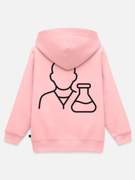 Wissenschaftler mit Laborflaschen-Linien-Symbol - Kinder Premium Organic Zip Hoodie - Rosa