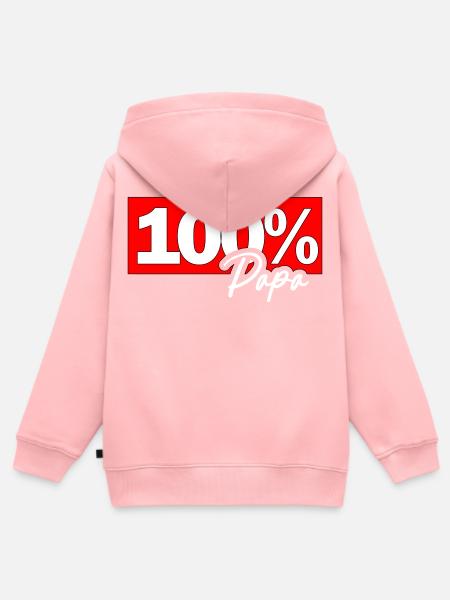 100% Papa Typo Grafik - Kinder Premium Organic Zip Hoodie - Rosa