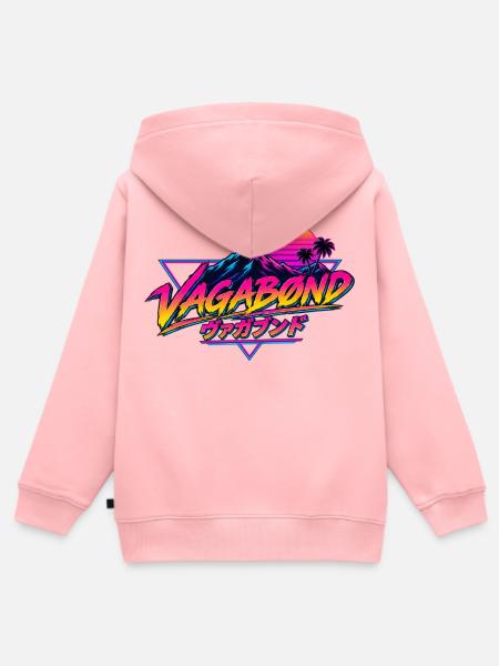 Vagabond Retro Neon Landschaft - Kinder Premium Organic Zip Hoodie - Rosa