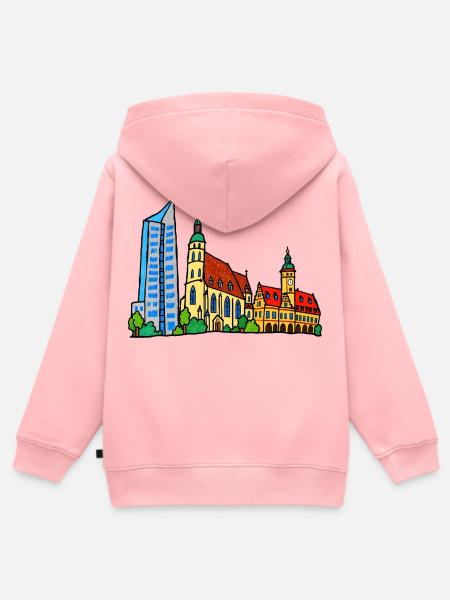 Bunte Leipziger Skyline im Kinderstil - Kinder Premium Organic Zip Hoodie - Rosa