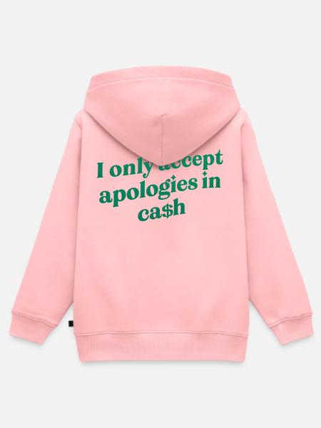 013 Bargeld-Entschuldigungs-Tee-Zitat - Kinder Premium Organic Zip Hoodie - Rosa