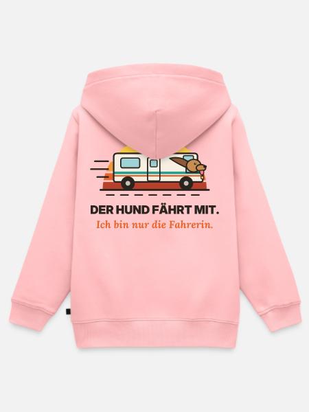 Hund fährt mit: Fahrerin Humor - Kinder Premium Organic Zip Hoodie - Rosa