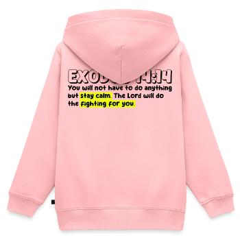 2. Mose 14:14 | Bibelzitat - Kinder Premium Organic Zip Hoodie - Rosa - Hinten - AI Model Kid Female (0cm)
