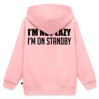 Je ne suis pas paresseux(se), je suis en veille - Sweat Premium à capuche zippé enfant bio - rose - Dos - AI Model Kid Female (0cm)