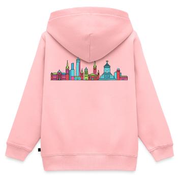 Leipziger Stadtsilhuettendenkmal Moderne Linienkunst - Kinder Premium Organic Zip Hoodie - Rosa - Hinten - AI Model Kid Female (0cm)