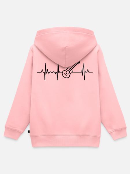 Gitarre Herzlinie - Kinder Premium Organic Zip Hoodie - Rosa