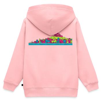 Marseille City Skyline Basilika Moderne Linienkunst - Kinder Premium Organic Zip Hoodie - Rosa - Hinten - AI Model Kid Female (0cm)