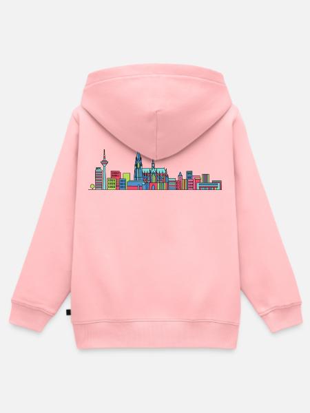Kölner Stadtschirm Dom: Moderne Linienkunst - Kinder Premium Organic Zip Hoodie - Rosa