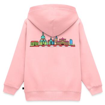 Dresdener Stadtskyline Frauenkirche Linienkunst - Kinder Premium Organic Zip Hoodie - Rosa - Hinten - AI Model Kid Female (0cm)