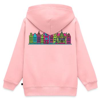 Gdaziger Stadtschirm Neptun-Brunnen-Kunst - Kinder Premium Organic Zip Hoodie - Rosa - Hinten - AI Model Kid Female (0cm)