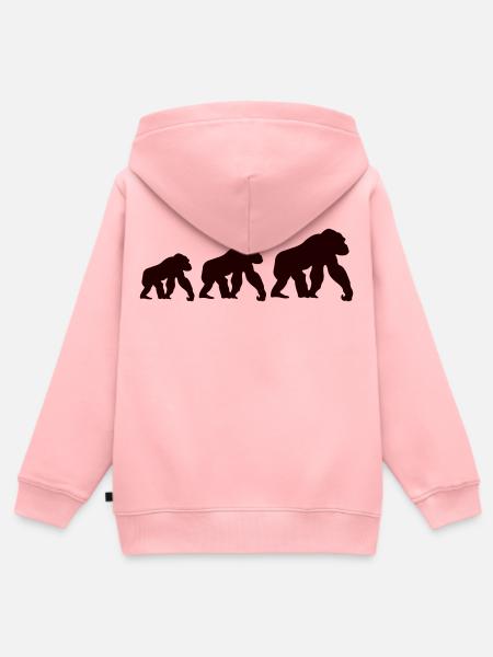 Affen Trio Silhouette - Kinder Premium Organic Zip Hoodie - Rosa