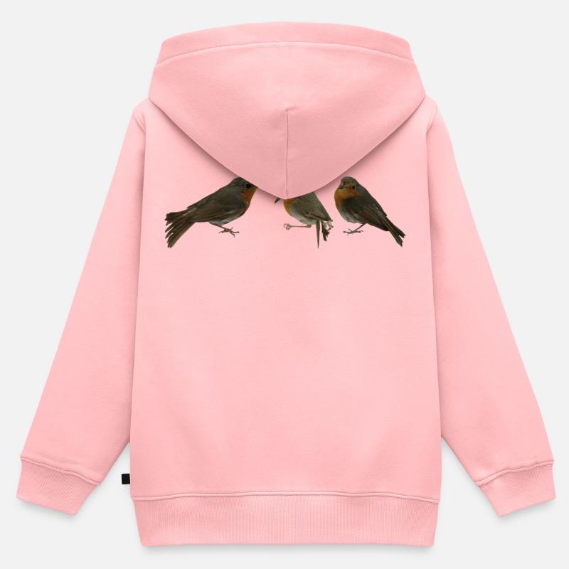 Trois Merles - Sweat Premium à capuche zippé enfant bio - rose