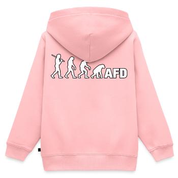 Evolution zum Schriftzug - Kinder Premium Organic Zip Hoodie - Rosa - Hinten - AI Model Kid Female (0cm)