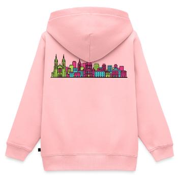 Montpellier Stadtsilhouette Arc de Triomphe Art - Kinder Premium Organic Zip Hoodie - Rosa - Hinten - AI Model Kid Female (0cm)