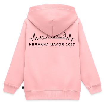 Hermana Mayor 2027 Ritmo Cardiaco Futura Hermana - Kinder Premium Organic Zip Hoodie - Rosa - Hinten - AI Model Kid Female (0cm)