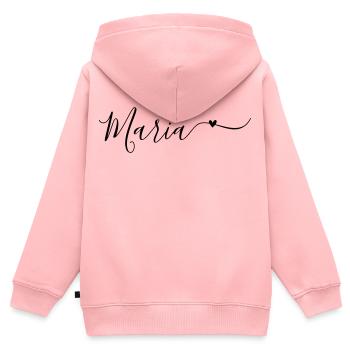 Maria Prénom Décoratif - Sweat Premium à capuche zippé enfant bio - rose - Dos - AI Model Kid Female (0cm)