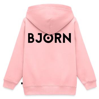 Vorname Björn - Kinder Premium Organic Zip Hoodie - Rosa - Hinten - AI Model Kid Female (0cm)