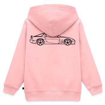 RX‑7 Line Silhouette – JDM Performance Art - Kinder Premium Organic Zip Hoodie - Rosa - Hinten - AI Model Kid Female (0cm)