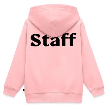 staff - Kinder Premium Organic Zip Hoodie - Rosa - Hinten - AI Model Kid Female (0cm)