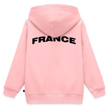 Frankreich - Kinder Premium Organic Zip Hoodie - Rosa - Hinten - AI Model Kid Female (0cm)