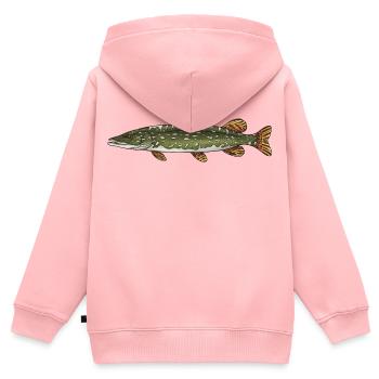 Hecht-Raubfisch-Fischerei-Design - Kinder Premium Organic Zip Hoodie - Rosa - Hinten - AI Model Kid Female (0cm)