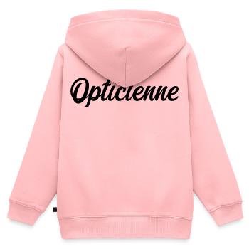Opticienne Opticien Lunettes Vue Santé Visuelle - Sweat Premium à capuche zippé enfant bio - rose - Dos - AI Model Kid Female (0cm)
