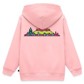 Namur City Skyline Citadel Moderne Linienkunst - Kinder Premium Organic Zip Hoodie - Rosa - Hinten - AI Model Kid Female (0cm)