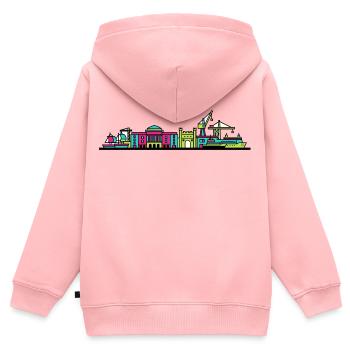 Orpheline urbain Xscape de Milton Keynes Modern Line Art - Sweat Premium à capuche zippé enfant bio - rose - Dos - AI Model Kid Female (0cm)