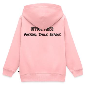 Büro-Vibes: so tun, als ob, lächeln, wiederholen - Kinder Premium Organic Zip Hoodie - Rosa - Hinten - AI Model Kid Female (0cm)