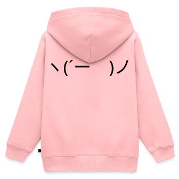 Entspanntes Emote ヽ(´ー｀)ノ sorglos Kaomoji - Kinder Premium Organic Zip Hoodie - Rosa - Hinten - AI Model Kid Female (0cm)