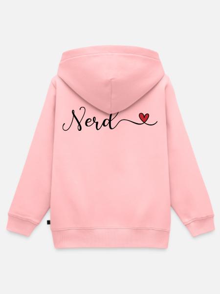 Nerd Schriftzug mit Herz - Kinder Premium Organic Zip Hoodie - Rosa
