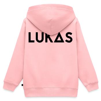 Vorname Lukas - Kinder Premium Organic Zip Hoodie - Rosa - Hinten - AI Model Kid Female (0cm)