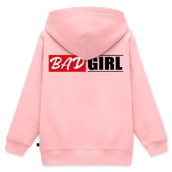 fille fille power populaire autocollant autocollant - Sweat Premium à capuche zippé enfant bio - rose - Dos - AI Model Kid Female (0cm)