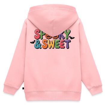 Motif d’Halloween effrayant et doux - Sweat Premium à capuche zippé enfant bio - rose - Dos - AI Model Kid Female (0cm)