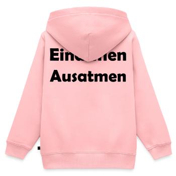 Inspire, expire - Sweat Premium à capuche zippé enfant bio - rose - Dos - AI Model Kid Female (0cm)